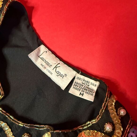 Vintage Laurence Kazar Silk Sequin Blazer – 1980s Art Deco Party Jacket - Picture 6 of 12